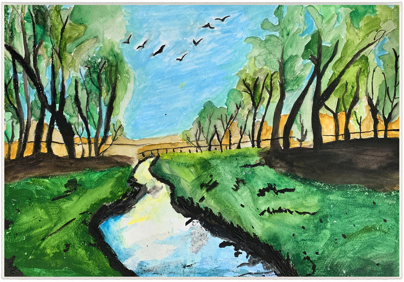 八年级美术作品水彩画